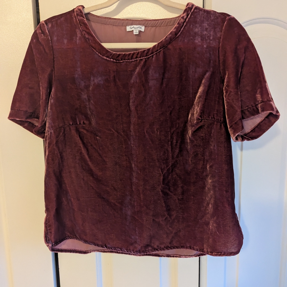 Women's Velvet Top - Burgundy